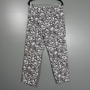 Appleseed's Women's Black & White Floral Ankle Pants - Size 8M - Cottagecore